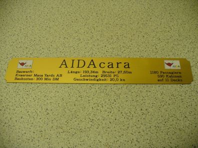 Namensschild für Modellständer mit Daten - AIDAcara