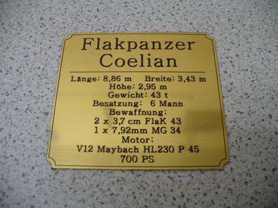 Namensschild für Modellständer oder Diorama - Flakpanzer Coelian