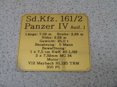 Namensschild für Modellständer oder Diorama - Panzer IV Ausf.J