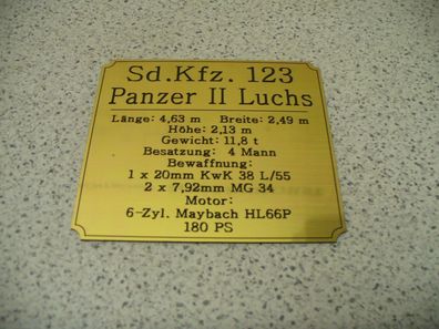 Namensschild für Modellständer oder Diorama - Panzer II Luchs