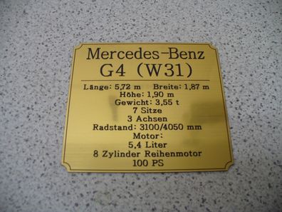 Namensschild für Modellständer oder Diorama - Mercedes-Benz G4 (W31)
