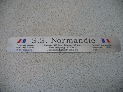 Namensschild für Modellständer mit Daten - S.S. Normandie