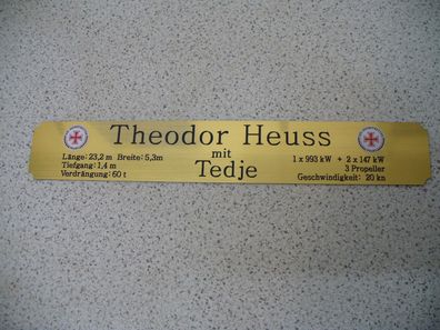 Namensschild für Modellständer mit Daten - Theodor Heuss