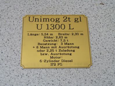 Namensschild für Modellständer oder Diorama - Unimog U 1300 L