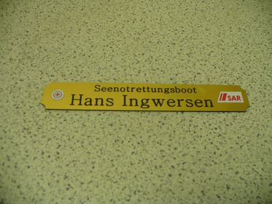 Kleines Namensschild für Modellständer - Seenotrettungsboot Hans Ingwersen