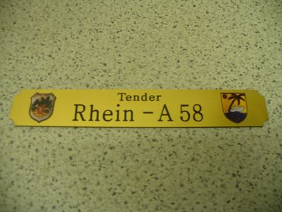Kleines Namensschild für Modellständer - Tender Rhein A58