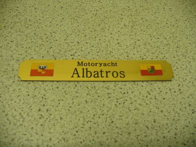 Kleines Namensschild für Modellständer - Motoryacht Albatros