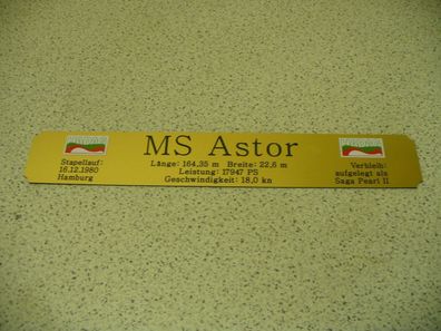 Namensschild für Modellständer mit Daten - MS Astor