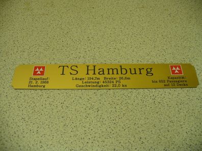 Namensschild für Modellständer mit Daten - TS Hamburg