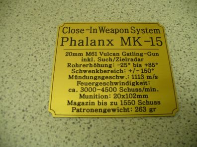 Namensschild für Modellständer oder Diorama - CIWS Phalanx MK-15