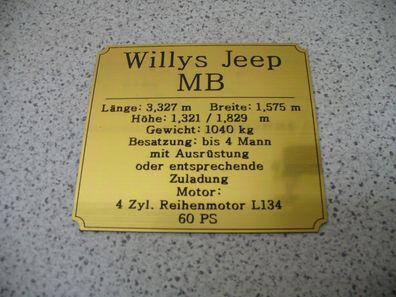 Namensschild für Modellständer oder Diorama - Willys Jeep MB