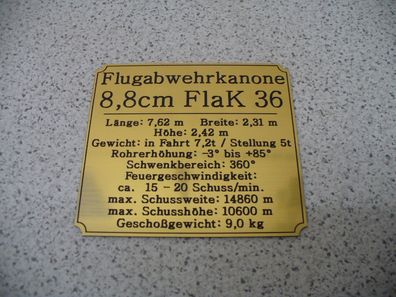 Namensschild für Modellständer oder Diorama - 8,8cm FlaK 36