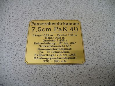 Namensschild für Modellständer oder Diorama - 7,5cm PaK 40