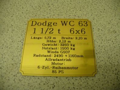 Namensschild für Modellständer oder Diorama - Dodge WC 63