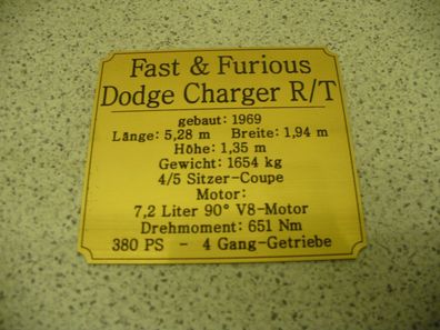 Namensschild für Modellständer oder Diorama - Dodge Charger R/ T