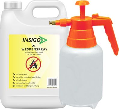 INSIGO 2L + 2L Sprüher Wespenspray Mittel Schutz gegen Nester Abwehr Bekämpfung