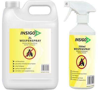 INSIGO 2L + 500ml Wespenspray Mittel Schutz gegen Nester Abwehr Bekämpfung