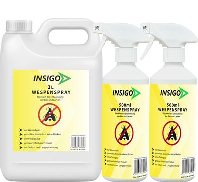 INSIGO 2L + 2x500ml Wespenspray Mittel Schutz gegen Nester Abwehr Bekämpfung