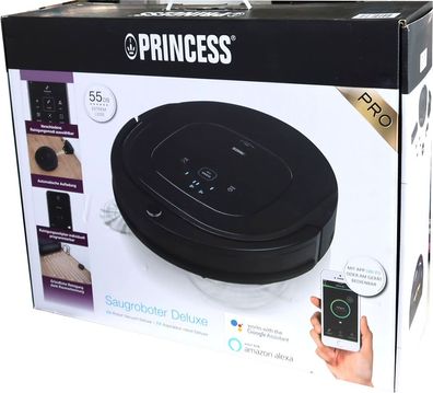 Saugroboter von Princess Deluxe WiFi Alexa kompatibel App 338900 Staubsauger