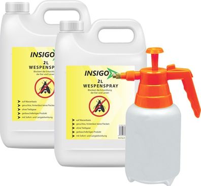 INSIGO 2x2L + 2L Sprüher Wespenspray Mittel Schutz gegen Nester Abwehr Bekämpfung