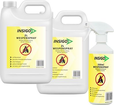 INSIGO 2x2L + 500ml Anti Wespenspray Mittel Schutz gegen Nester Abwehr Bekämpfung