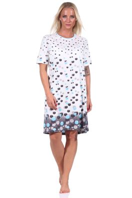 Damen kurzarm Nachthemd in Tupfen-Punkte Optik - auch in Übergrössen erhältlich