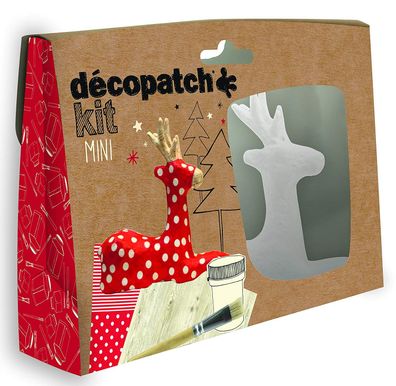 Décopatch Bastel Set Pappmaché Mini Rentier (ideal für Weihnachten u. Kinder, 19 ...