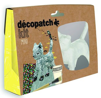 Décopatch Bastel Set Pappmaché Mini Katze (ideal für Kinder, 19 x 13,5 x 3,5 cm) ...