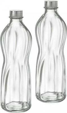 Wasserflaschen Aqua 1Liter - 2 Stück - Glasflasche Kühlschrankflasche