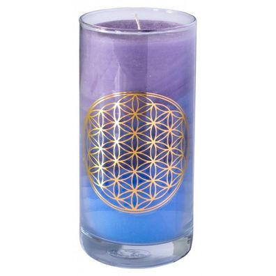 Kerze SKY Blume des Lebens im Glas Stearin 14 cm Symbolkerze