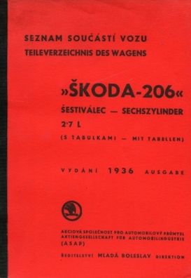 Ersatzteilkatalog Skoda 206 , 6 Zylinder, Oldtimer, Ost Klassiker