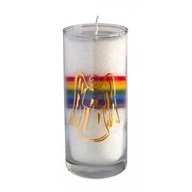 Kerze Crystal Rainbow ENGEL im Glas Stearin 14 cm Symbolkerze Dekokerze