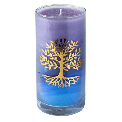Kerze SKY Lebensbaum im Glas Stearin 14 cm Symbolkerze Dekokerze