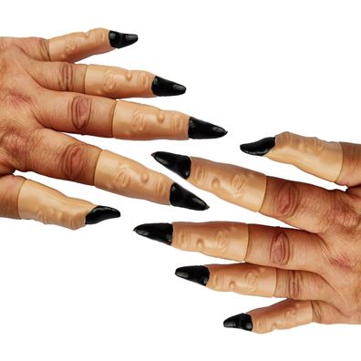 10 Stück Kunststoff Fingernägel schwarz zum Aufstecken Hexe Vampir Halloween