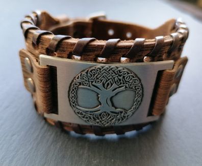 Armband Lebensbaum Weltenbaum (Yggdrasil) Ziegenleder B: 38 mm