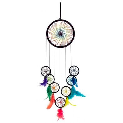 Traumfänger Mobile 7 Chakras Leder schwarz 16 x 60 cm Dreamcatcher