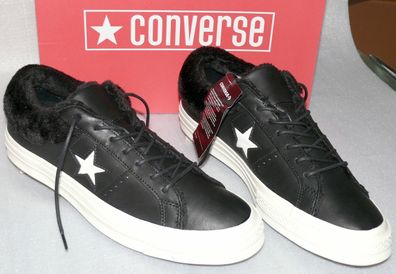 Converse 162601C ONE STAR OX Echt Leder Schuhe Sneaker Pelz Boots 43 Black Egret