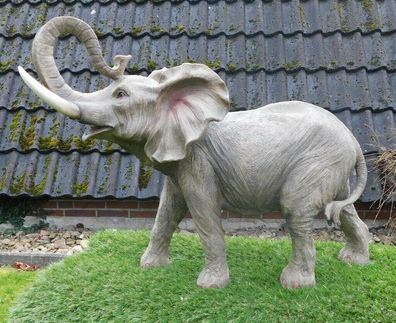 Gartenfigur Elefant ca. 62cm stehend 2892A Haus Garten lebensecht Figur (Gr. Groß)