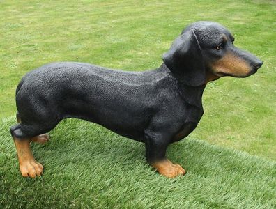 Gartenfigur Hund Dackel schwarz 50cm 3740 Garten lebensecht Figur