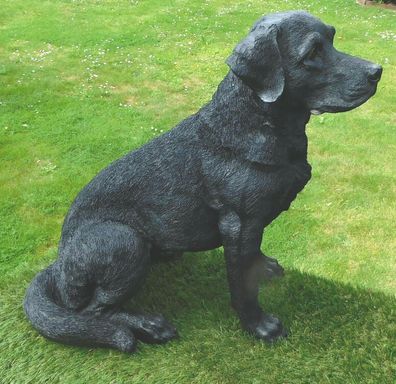 Gartenfigur Hund Labrador 52cm sitzend schwarz 2274 Garten lebensecht Figur