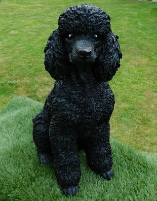 Gartenfigur Hund Pudel schwarz 46cm 2895 Garten lebensecht Figur (Gr. Lebensgroß)