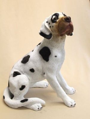 Gartenfigur Hund Dogge - Welpe 52cm schwarz - weiß 3628 Garten lebensecht Figur