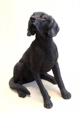 Gartenfigur Hund Dogge - Welpe 52cm schwarz 3627 Garten lebensecht Figur