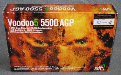 3dfx Voodoo5 5500 AGP 64MB Grafikkarte mit OVP Treiber + Demo CD TOP Zustand