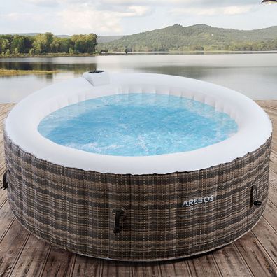AREBOS Whirlpool In-Outdoor Spa 180 cm Wellness 4 Personen Heizung Massage 800 L