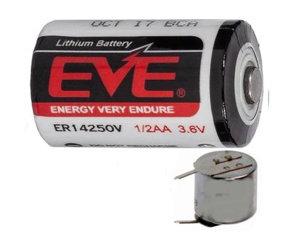 EVE ER14250 LS14250 1/2 AA Lithium-Thionylchlorid 3,6 V mit Printanschluss 1 + / -