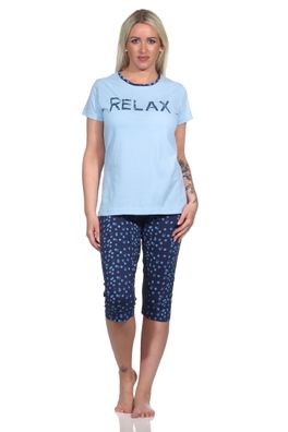 Damen Capri Pyjama, lässiger Schlafanzug "RELAX" - 122 204 10 757