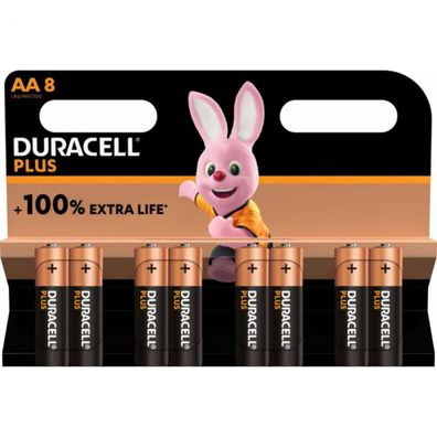 8x Duracell PLUS Batterie Alkaline Mignon AA LR6 MN1500 1,5V 1x8er Blister
