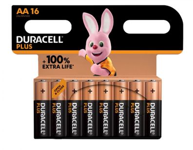 16x Duracell PLUS Batterie Alkaline Mignon AA LR6 MN1500 1,5V 1x16er Blister