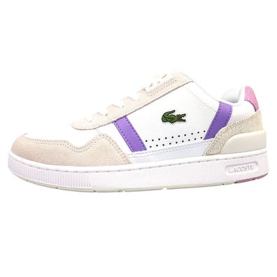 Lacoste T-Clip Damenschuhe Schnürschuhe Sportive Sneaker Weiß Freizeit